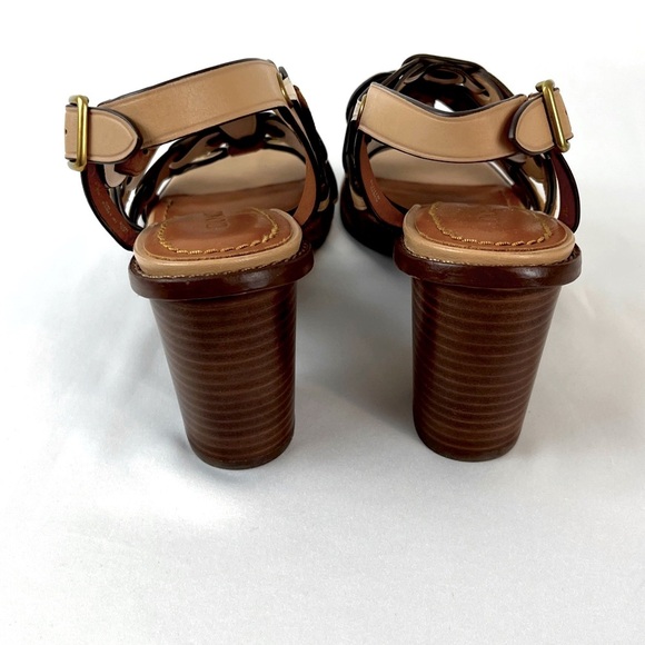 Coach Mid Heel Sandal Links Size 6.5 white Nude Brown Tones - Picture 3 of 15